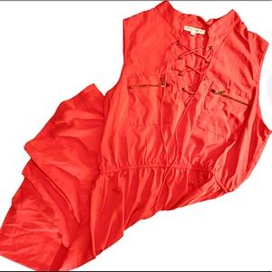 3/20* SpeedControl Coral LaceUp VNeck Summer Dress